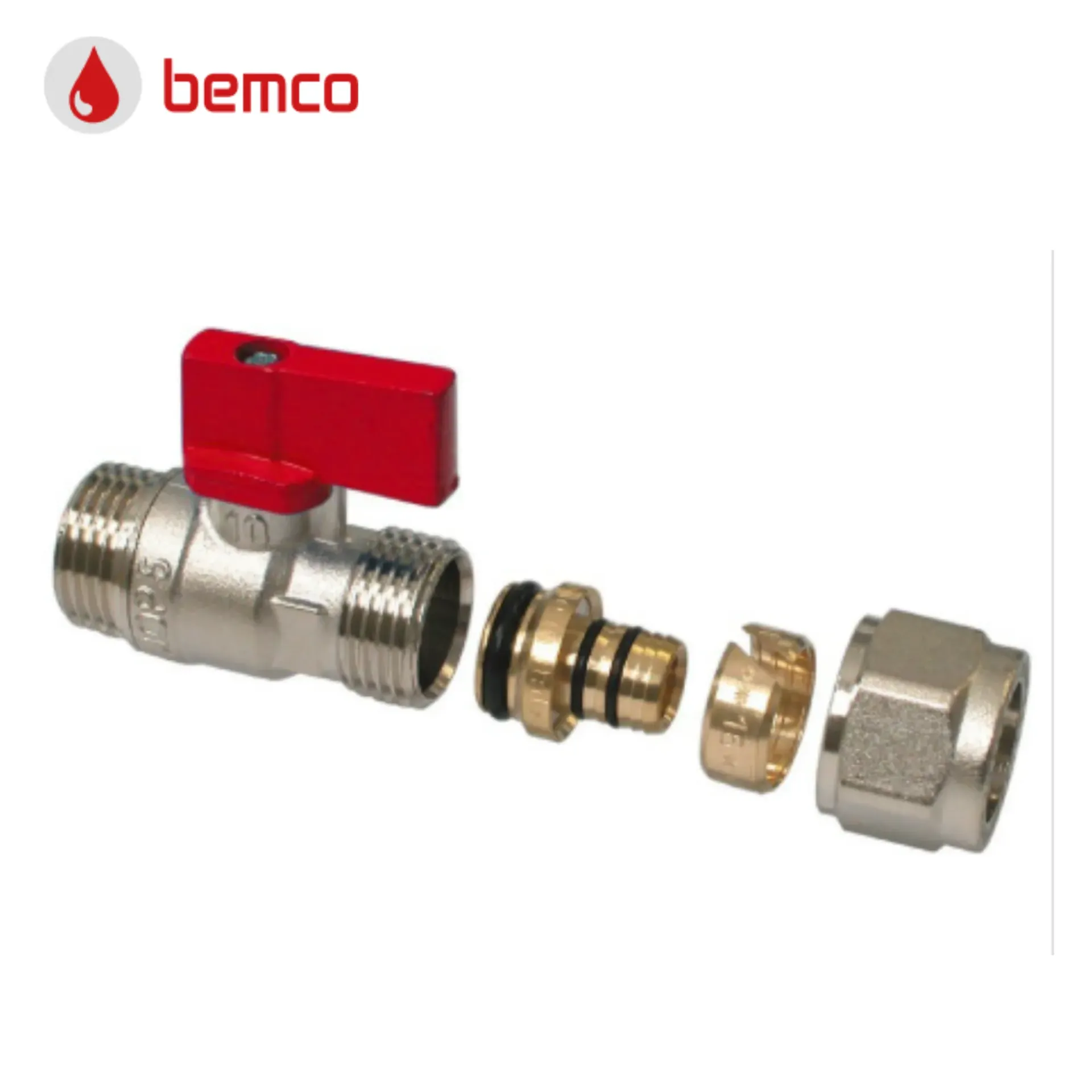 [BEVRRM1216] BEMCO MINI VANNE ROUGE AVEC RACCORD MECANIQUE 1/2M