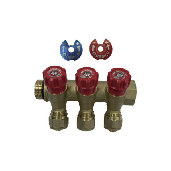 Collecteur à vanne 2-5 sorties 3/4″ – 16×2 Bleu/ Rouge