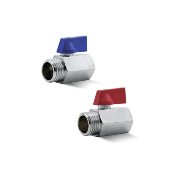 Mini vanne d’arrêt 1/2 MF Bleu/ Rouge