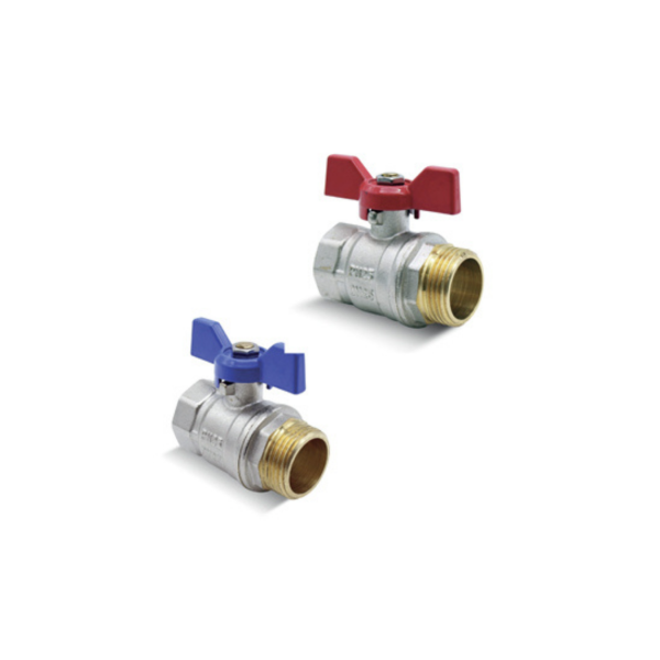 Vanne à bille papillon FF/MF-1/2"-5/4" - Bleu / Rouge